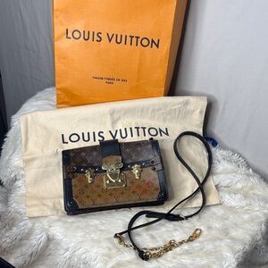 Louis Vuitton Brown Monogram Trunk Crossbody Bag with Black Trim